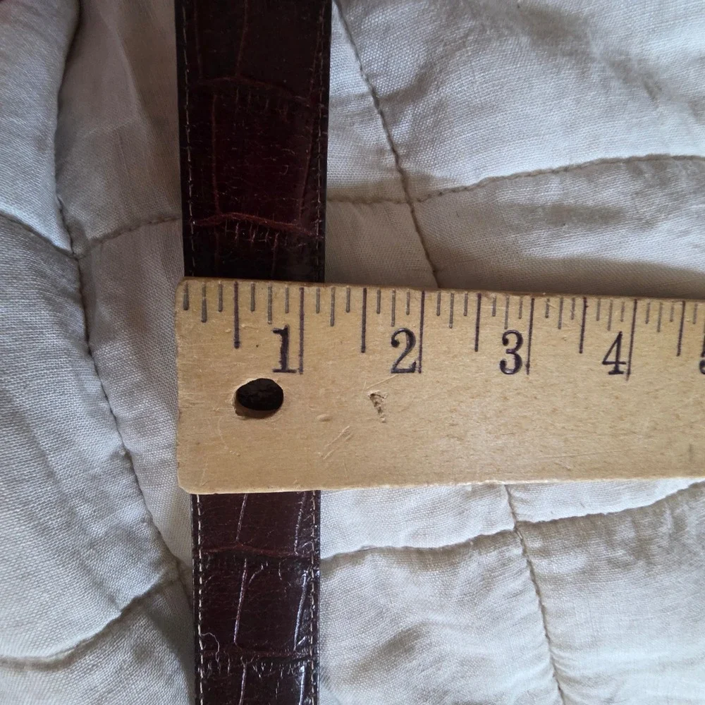 Reversable Faux Croc Belt XXL Brown/Black Silver Filigree Buckle Vtg Western